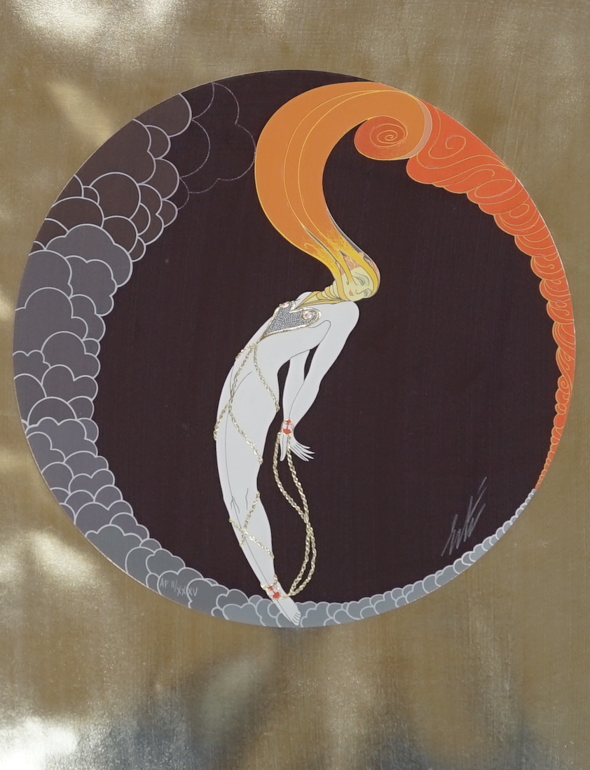 Romain de Tirtoff ('Erté') (Russian-French, 1892-1990), pencil signed limited edition serigraph, artist proof, II/XXXV, ‘L’amour’, Together with an Erté poster publ. Mirage Editions, largest 75cm x 50cm